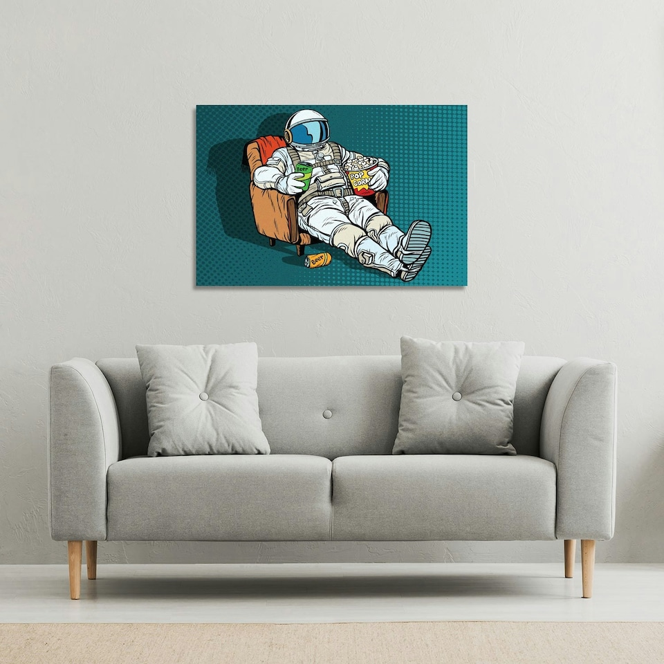 image 1 of loneliness in space. Pop art retro (Canvas Print) | Cream