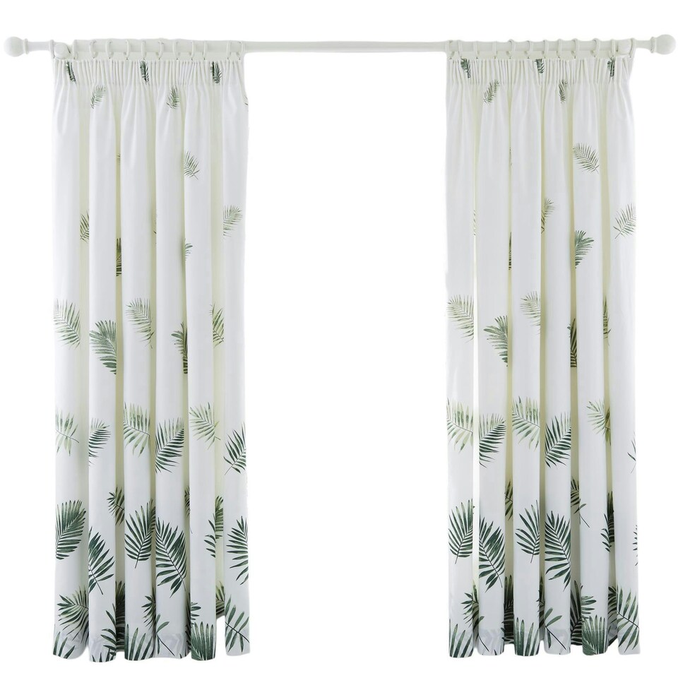 image 1 of Fern Fully Lined Pencil Pleat Curtains - Green - 168x183cm Green