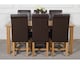 image 3 of Oslo 180 x 90 cm Large Oak Dining Table and 6 Washington Leather Chairs | Brown | Brown