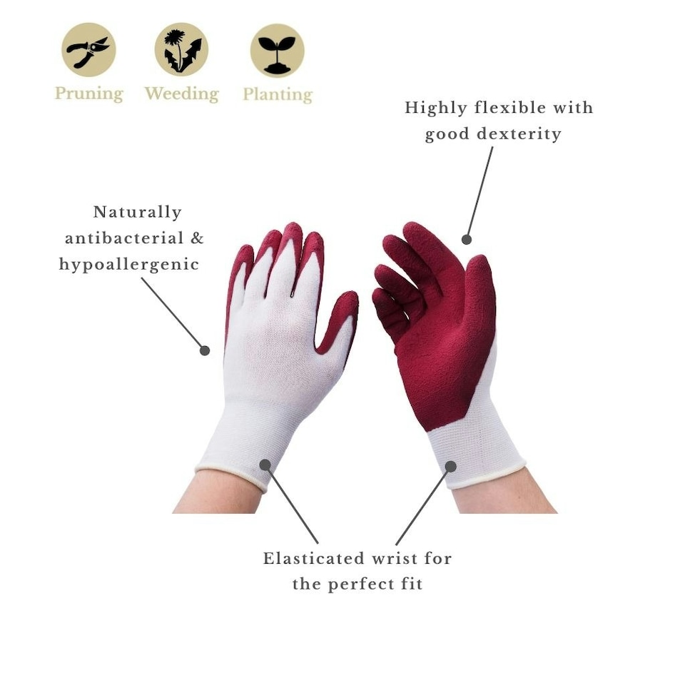 image 1 of Kent & Stowe Natural Bamboo Red Gloves Small Red