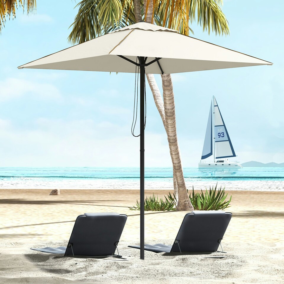 image 1 of Outsunny Sun Parasol with Vent, Table Umbrella for Patio, Garden, Pool, Beige
