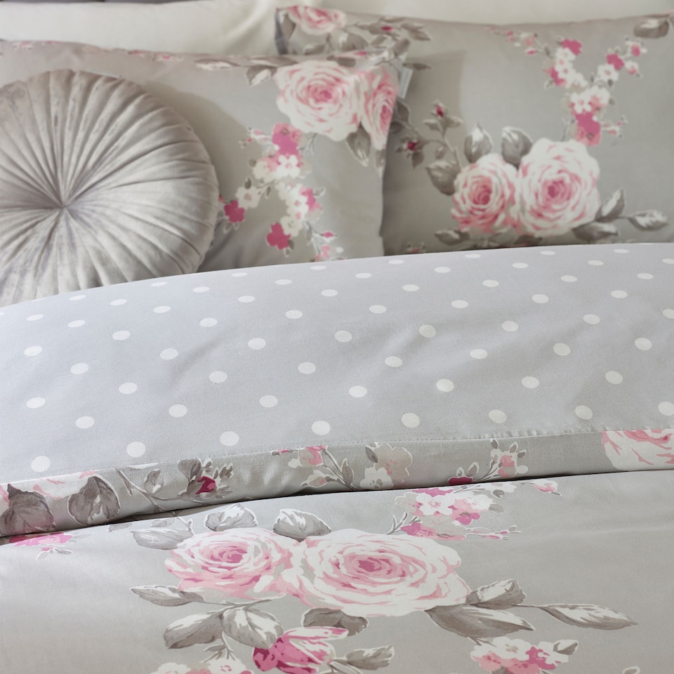 image 1 of Canterbury Floral Reversible Duvet Cover Set | Grey