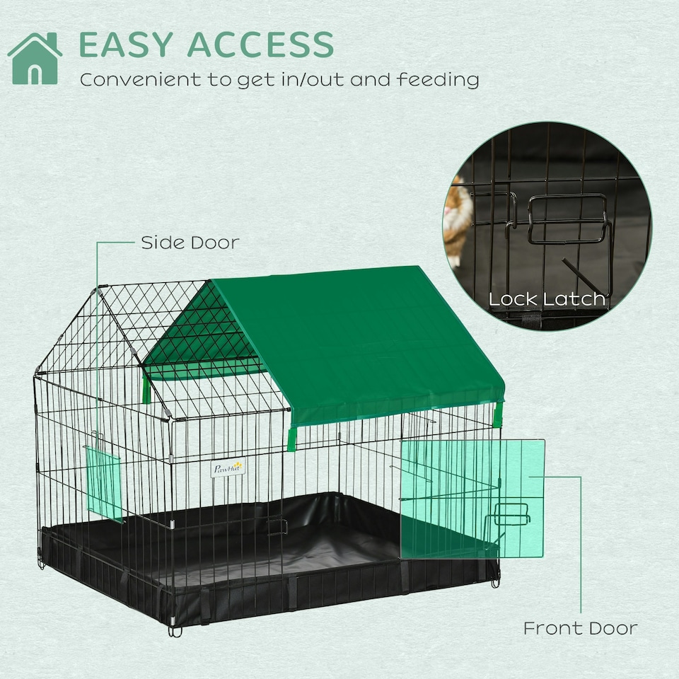 image 1 of PawHut Rabbit Cage Guinea Pig Small Animal Playpen Water Proof Roof 90x75x75 cm