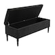 image 5 of 120cm Paris Striped Ottoman Storage Bench- Plush Velvet Shoe Bench - Black Upholstery Footstool with Storage