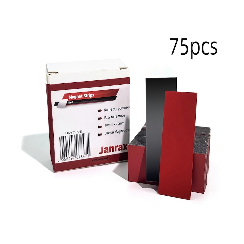 image 1 of Pack of 75 Red Magnetic Strip Name Tag Labels