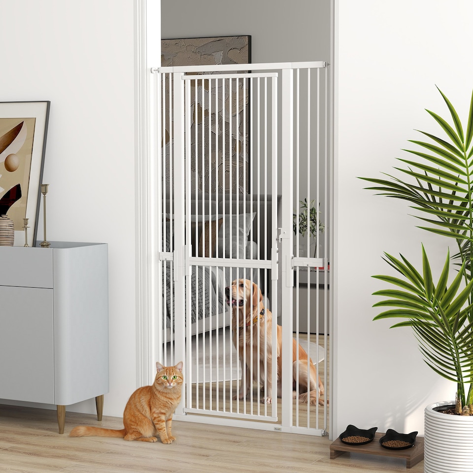 image 1 of PawHut 180cm Extra Tall Pet Gate Cat Gate with Narrow Gap, 77-104cm Wide
