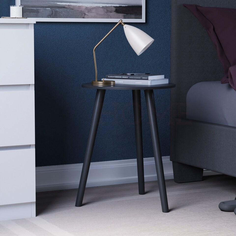 image 1 of Vida Designs Round Side Table Sofa Bedside Coffee Table, Black