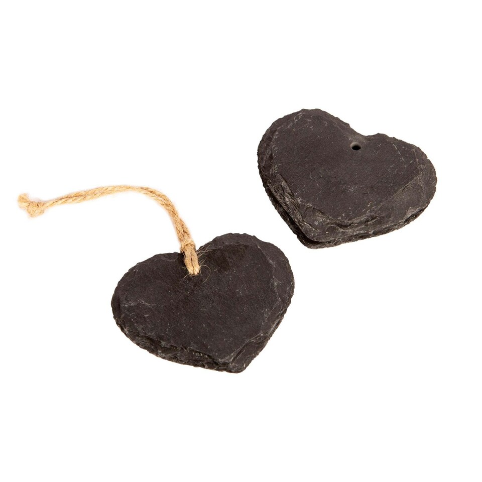 image 1 of Nicola Spring Slate Heart Hanging Tags - 7 x 5.5cm - Natural - Pack of 3