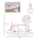 image 7 of HOMCOM Kids Ride-On Toy Rocking Horse w/ Handlebar, Foot Pedal - Pink