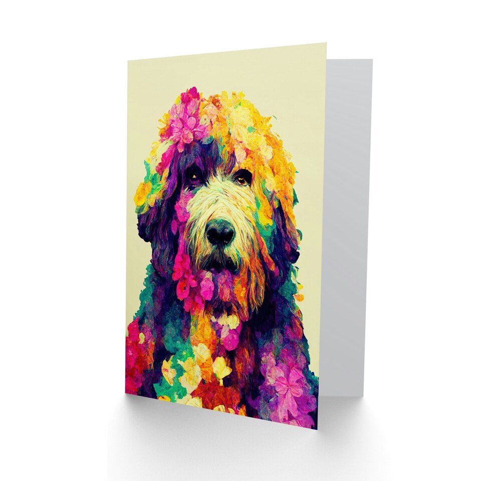 image 1 of Floral Poodle Dog Lover Art for Wife Her Thank You Art Card
