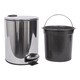 image 4 of Harbour Housewares 2pc Round Stainless Steel Pedal Bin & Toilet Brush Set - 5L - Chrome
