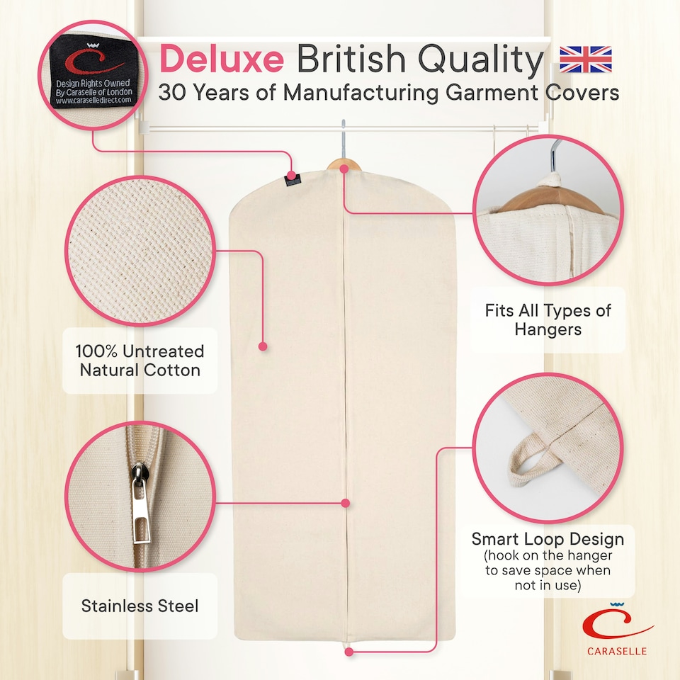 image 1 of Deluxe 100% Natural Zipped Cotton Suit Cover (Approx. 99 x 60cms) Cream