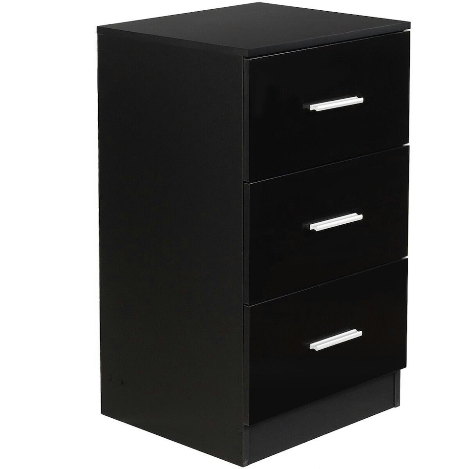 image 1 of COSTWAY NightStand 3-Drawer Chest Storage Organizer Black | Black