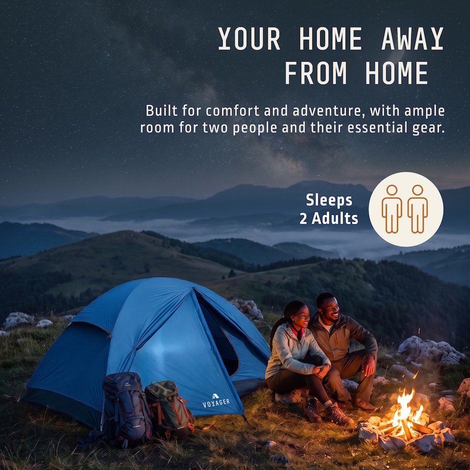 image 1 of Voyager 2 Man Dome Tent with Taped Seams and Breathable Mesh Inner