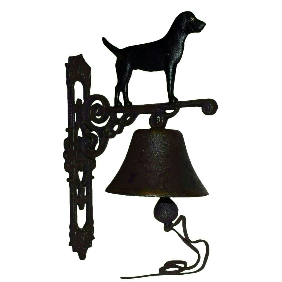 image 1 of Black Labrador Retriever Dog Bell Farm Cast Iron Sign Plaque Door Wall House