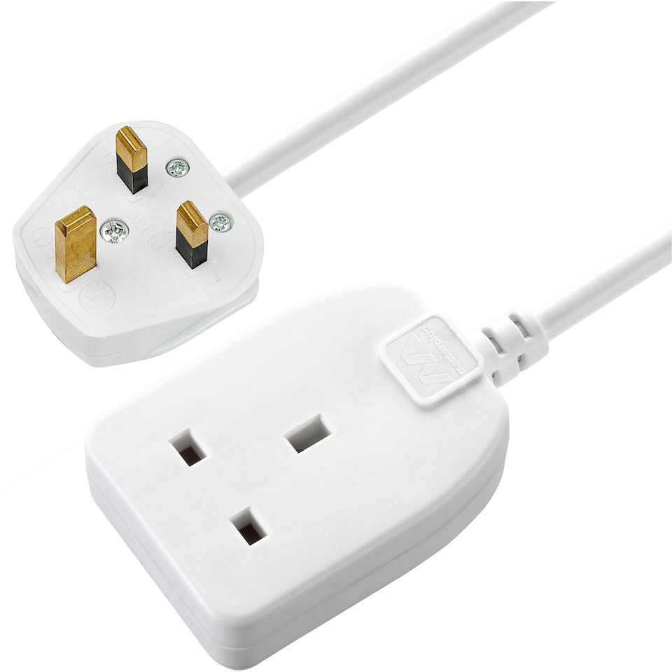 image 1 of Masterplug Single Socket Extension Lead with 5m Cable 13A White