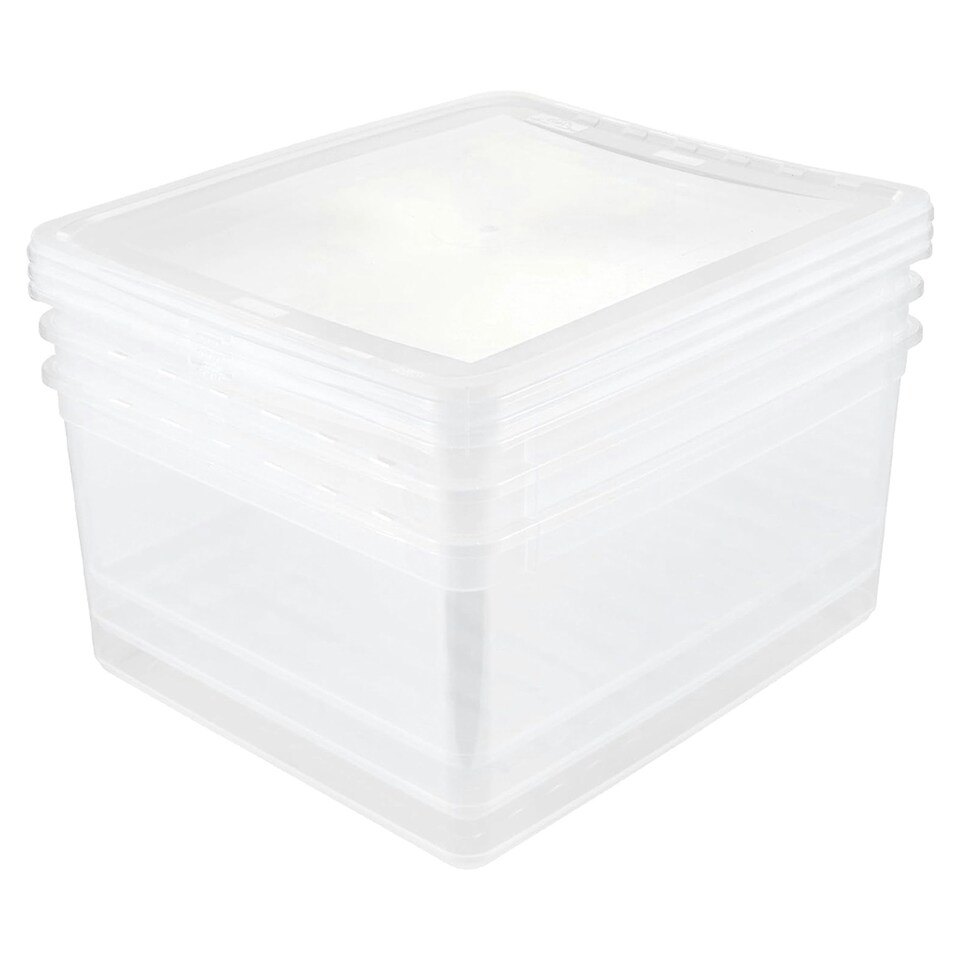 image 1 of Keeeper Set of 3 Storage Boxes 18 Litre with Lid and Air Control System - Transparent