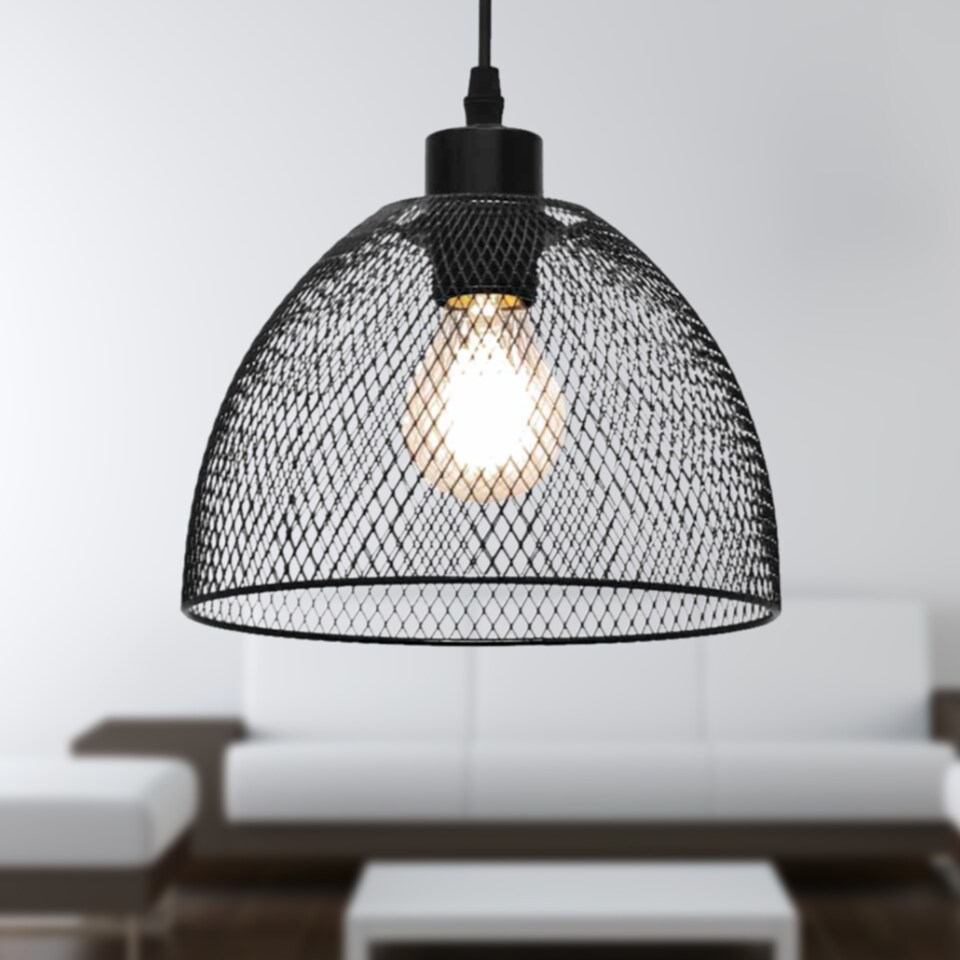 image 1 of Cassidy - Medium Black Mesh Easy Fit Metal Pendant Shade | Black | Medium | 1