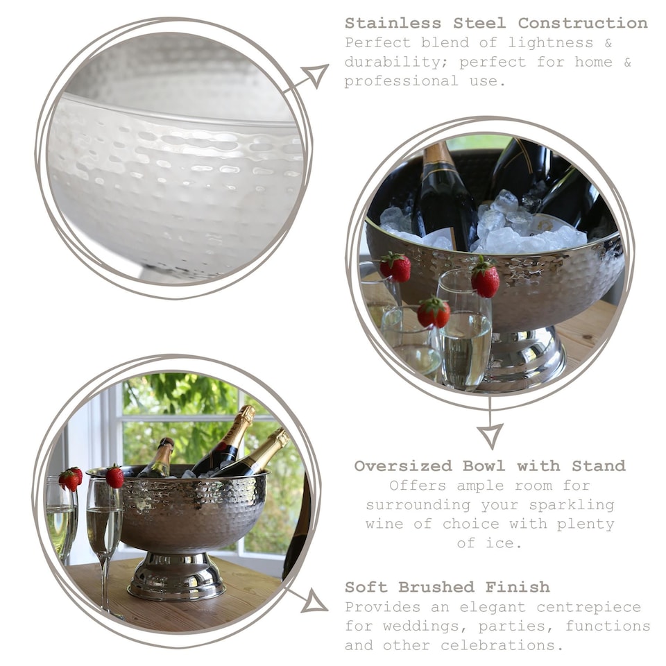 image 1 of Rink Drink Stainless Steel Champagne Ice Bucket - 35cm - Hammered