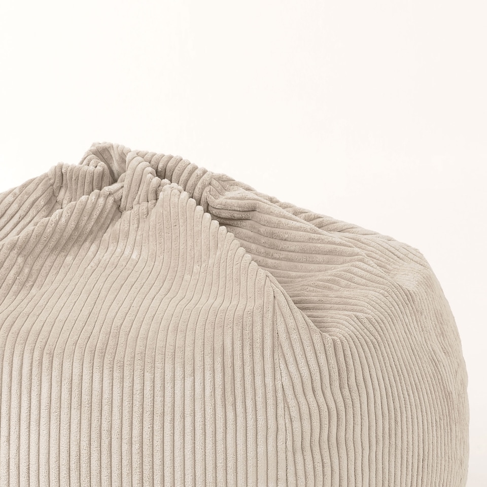 image 1 of Kingston Cord Adults Bean Bag Chair and Pouffe, Ready Filled Beanbag and Footstool Stone Beige | Cream | Natural | 2