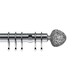 image 1 of 35mm Fixed Length Metal Curtain Pole Set Satin Silver Alexia Finial 160cm | Silver | Silver