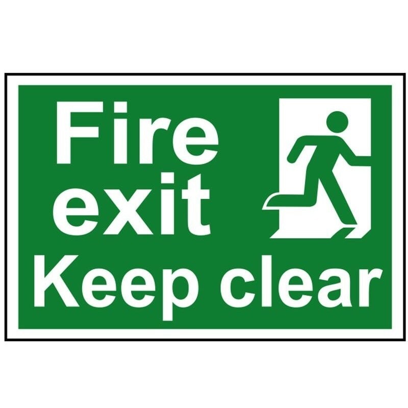 Scan Fire Exit Keep Clear - Pvc Sign 300 X 200mm - Multi Colour - 200 x 300mm (UTTK8626)