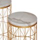 image 3 of Interiors by Premier Set Of 2 Marble Top Round Side Tables, White Marble Side Tables With Gold Iron Geometric Base, Nesting Tables