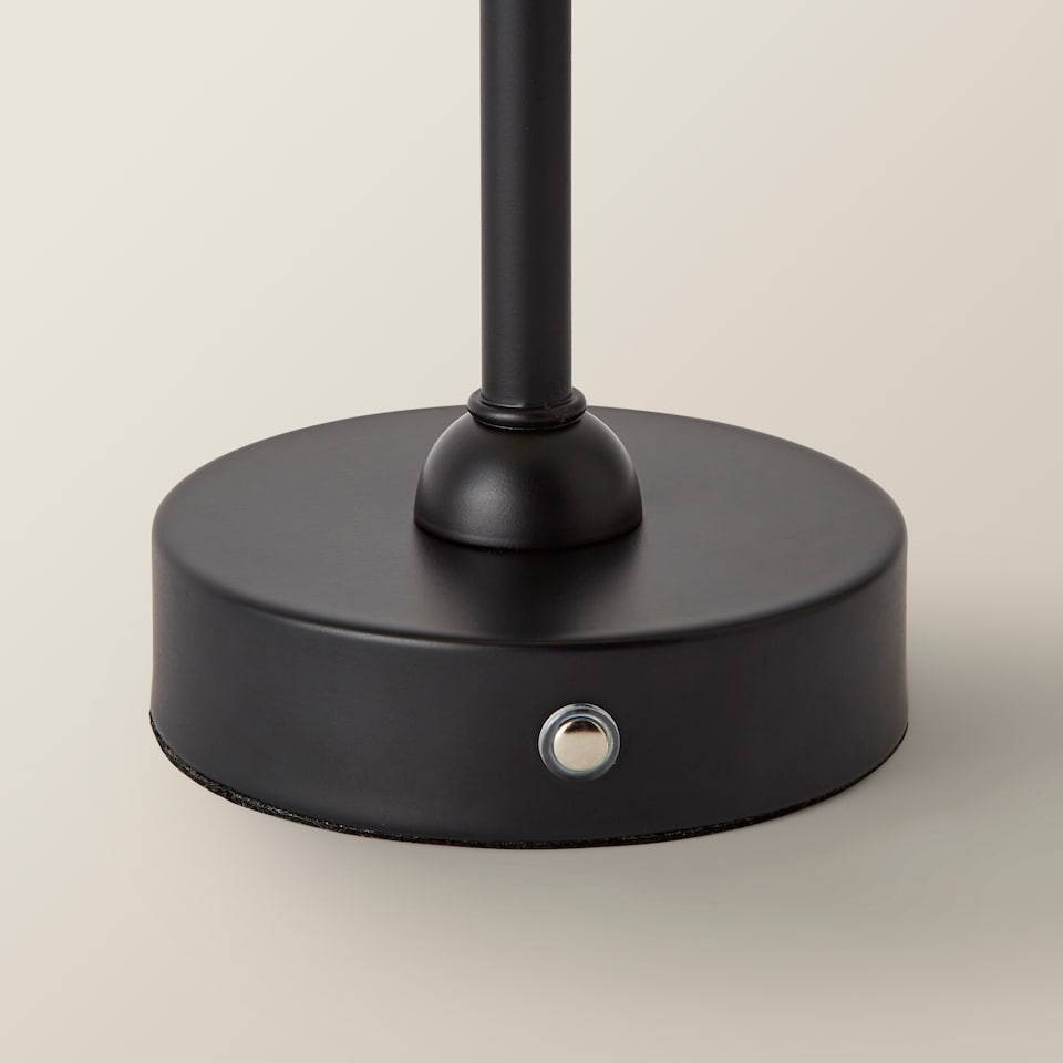 image 1 of ValueLights Lowe Black Rechargeable Table Lamp Linen Shade