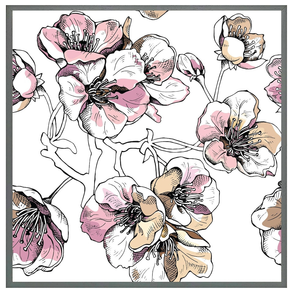 image 1 of Flower illustration (Picture Frame) Black | XS