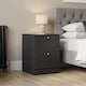 image 2 of Vida Designs Altino 3 Piece Bedroom Set (2 Drawer Bedside, 5 Drawer Chest, 2 Door 2 Drawer Wardrobe), Black