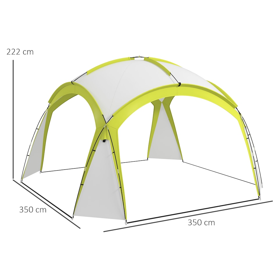 image 1 of Outsunny 3.5 x 3.5M Camping Gazebo, Outdoor Event Shelter Dome Tent Garden Sun Shelter Patio Spire Arc Pavilion Camp Sun Shade Tent for 68 Person | Green