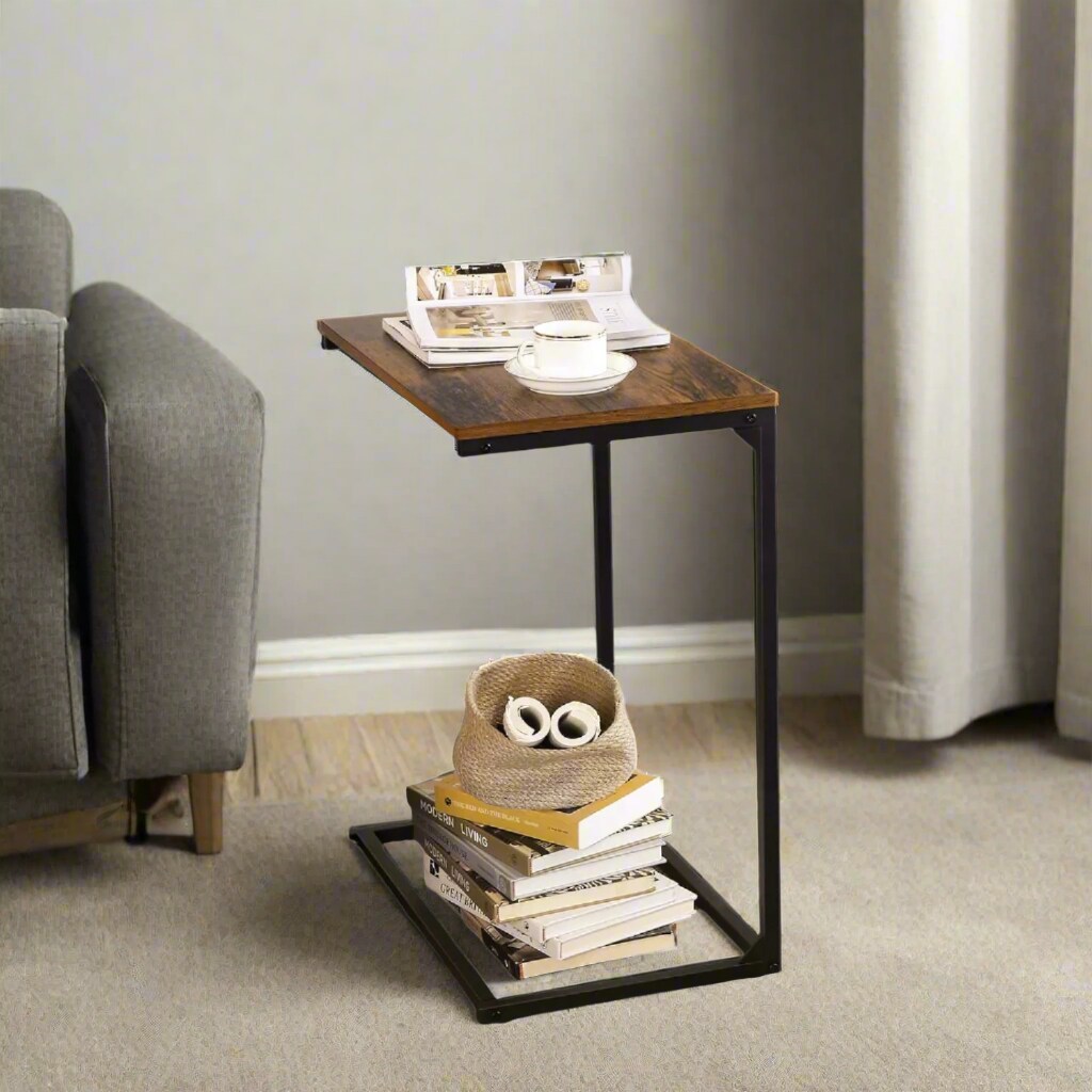Modcraft Small Laptop Side Table and Rustic Brown & Black