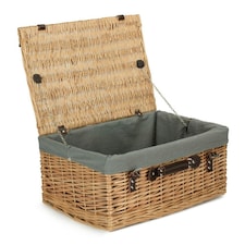 51cm Buff Wicker Picnic Basket with Lining Grey | Grey | One Size