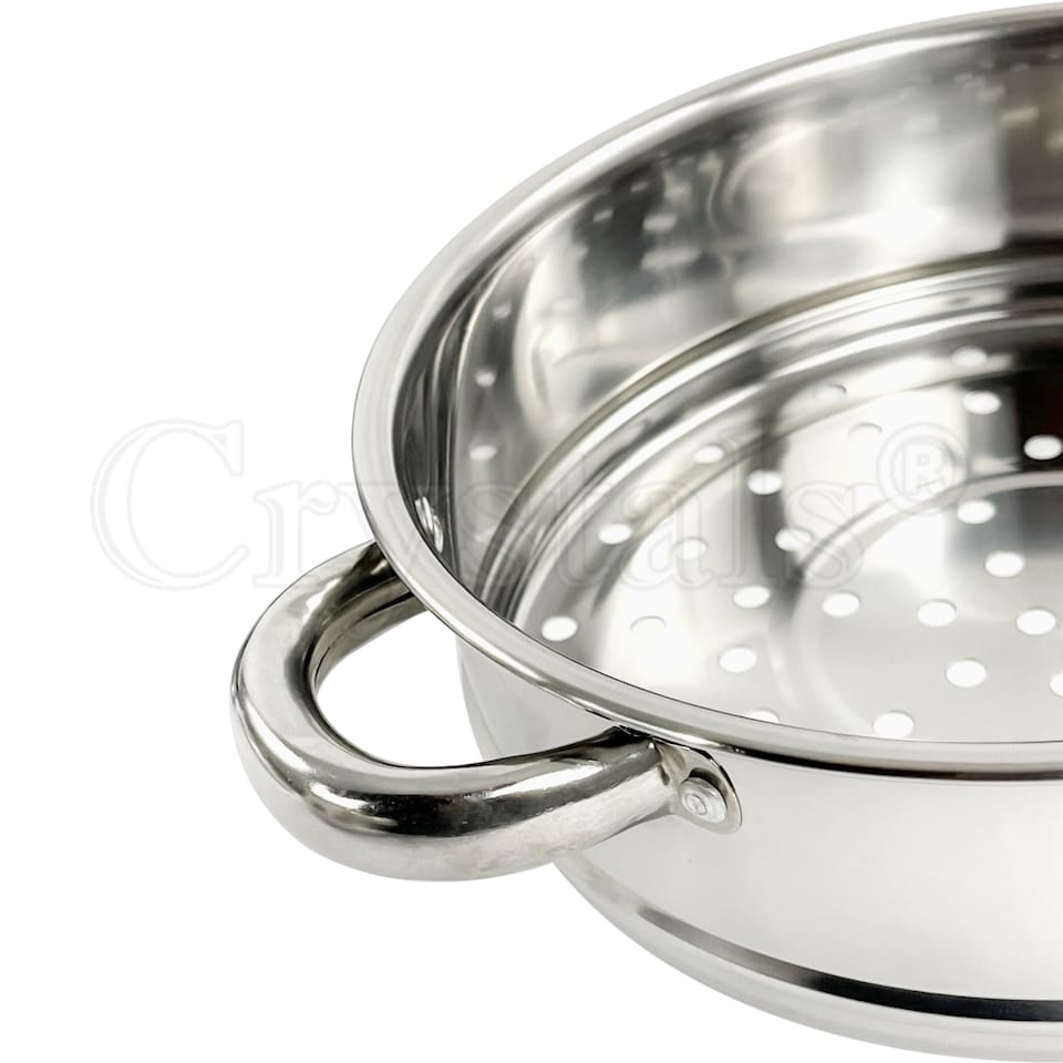 image 1 of 3 Tier Stainless Steel 22cm Steamer Pot Pan Cooker Set Glass Lid Cook Food Uk