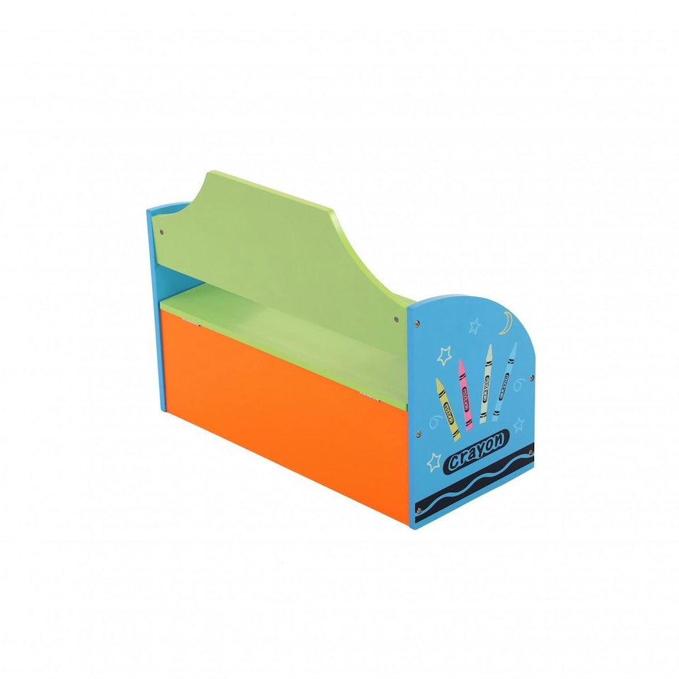 image 1 of Oypla Childrens Wooden Crayon Toy Storage Unit Box Bench Seat