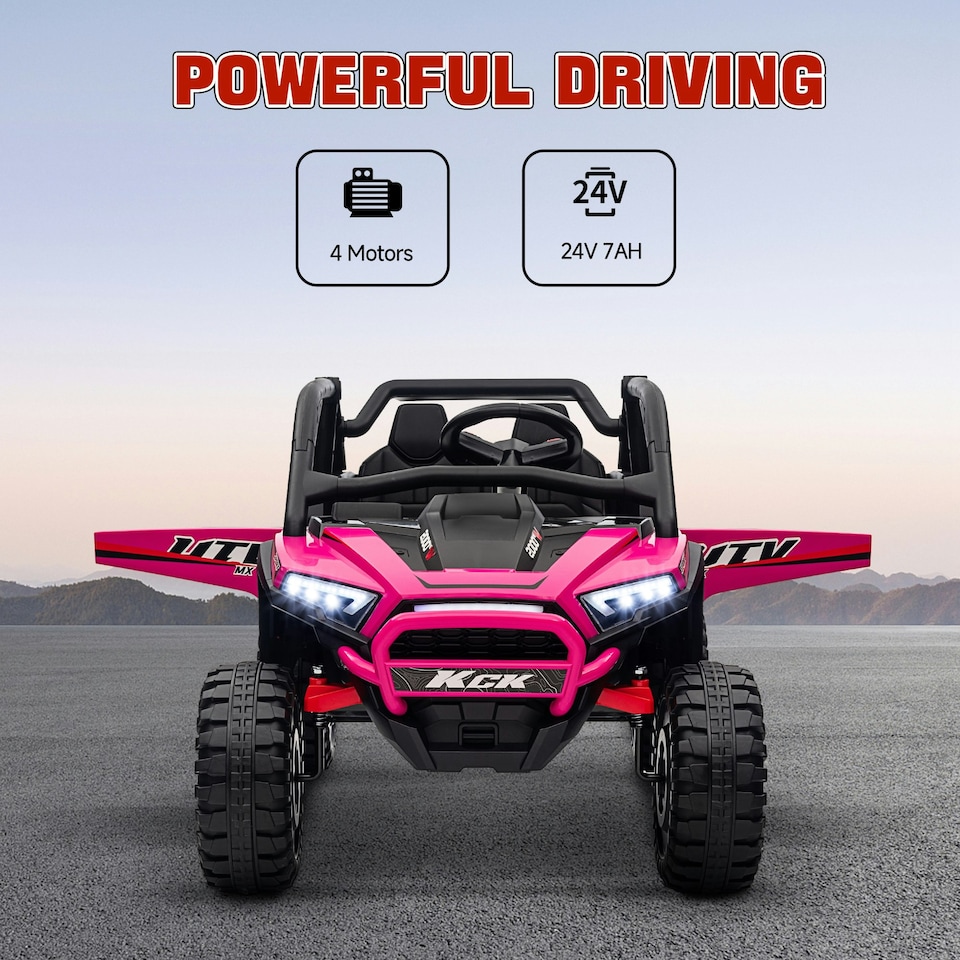 image 1 of AIYAPLAY 2 Seater 24V 7AH Ride on Truck w/ Spring Suspension, Pink