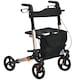 image 1 of HOMCOM 4 Wheel Rollator with Seat and Back, Folding Mobility Walker with Carry Bag, Adjustable Height, Dual Brakes, Cane Holder, Lightweight Aluminium Walking Frame for Seniors and Disabled, Gold Tone