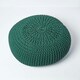 image 3 of Homescapes Forest Green Large Round Cotton Knitted Pouffe Footstool