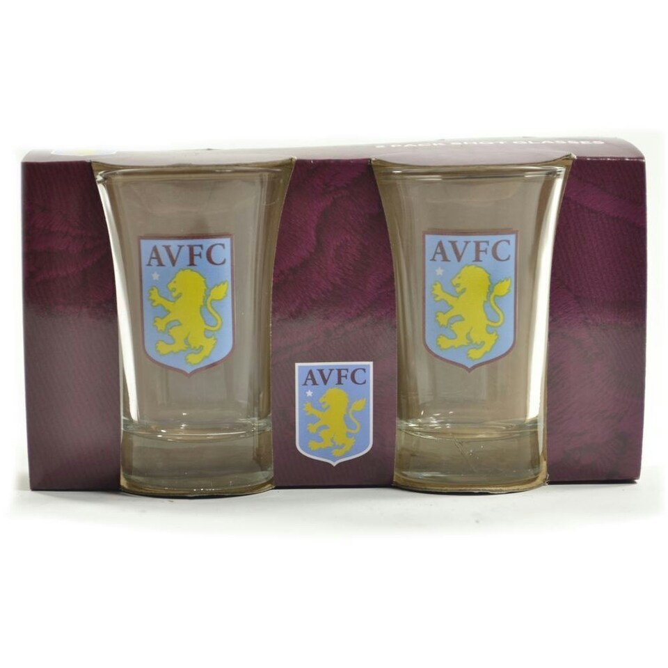 image 1 of Aston Villa FC Shot Glass (Pack of 2) - Burgundy/Yellow - One Size