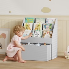 AIYAPLAY Kids Bookshelf, Bookcase Toy Storage Organiser with 3 Tier Shelves, Drawer, for Bedroom, Nursery, Playroom, Classroom | Grey