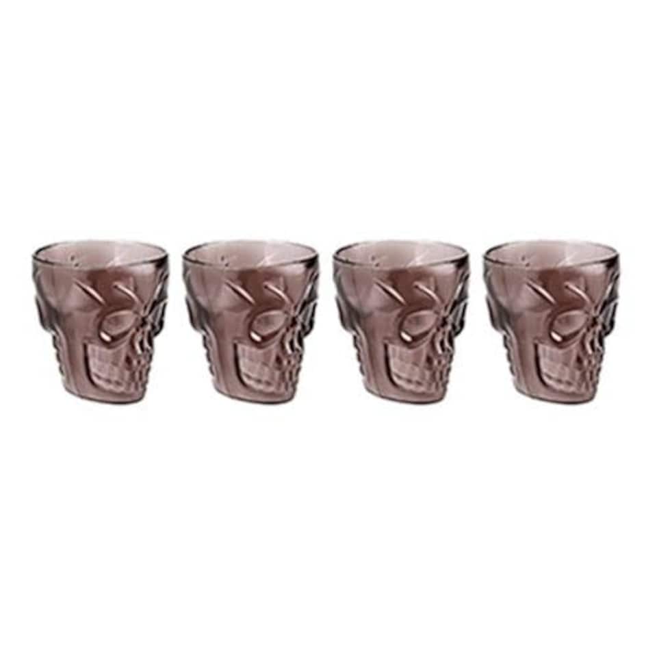 image 1 of Black Skull Shaped Reusable Plastic Shot Glasses - Pack of 4