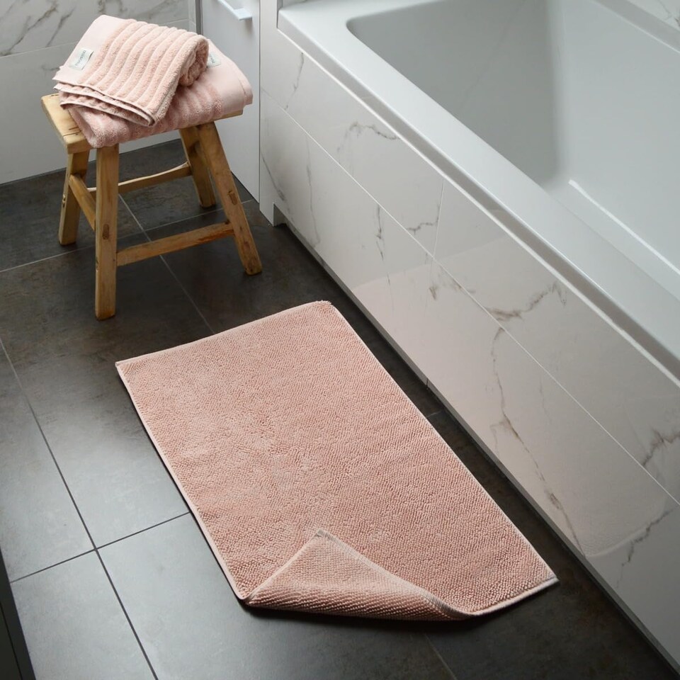 image 1 of Luxury Loop Reversible Organic Cotton Bath Mat | Pink | Blush Pink | 50 x 80cm (20 x 32") | 1