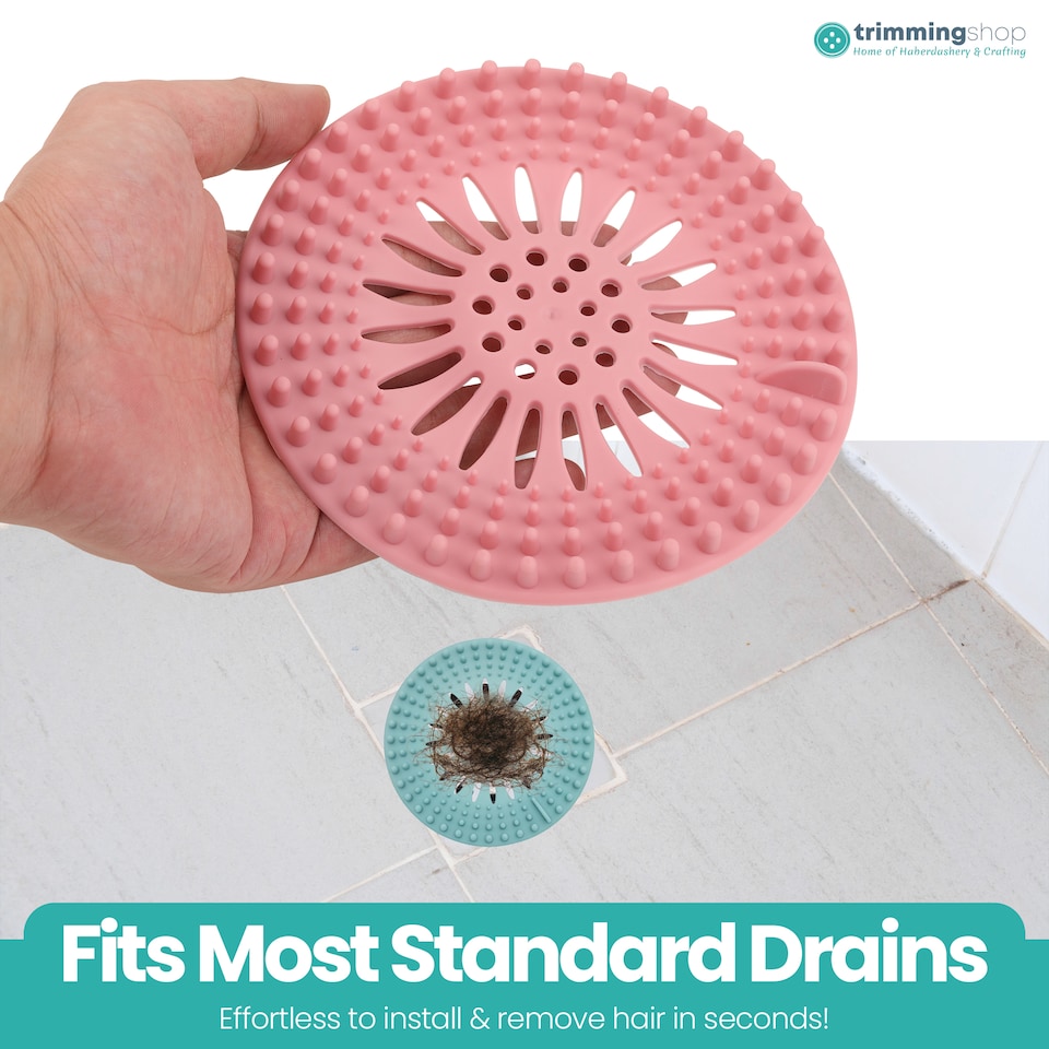 image 1 of Silicone Hair Catcher Shower Drain Guards - Pack of 5