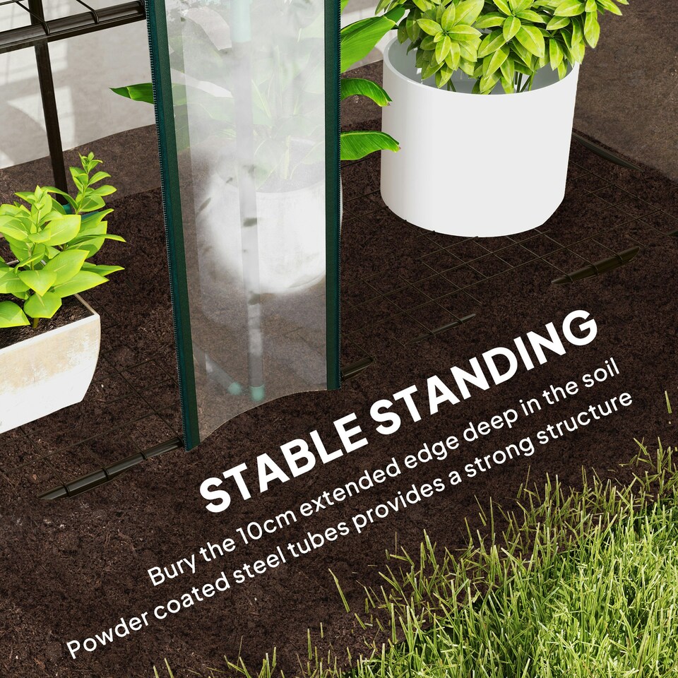 image 1 of Outsunny 3 Tier Lean-to Mini Greenhouse with Plastic Cover, Clear