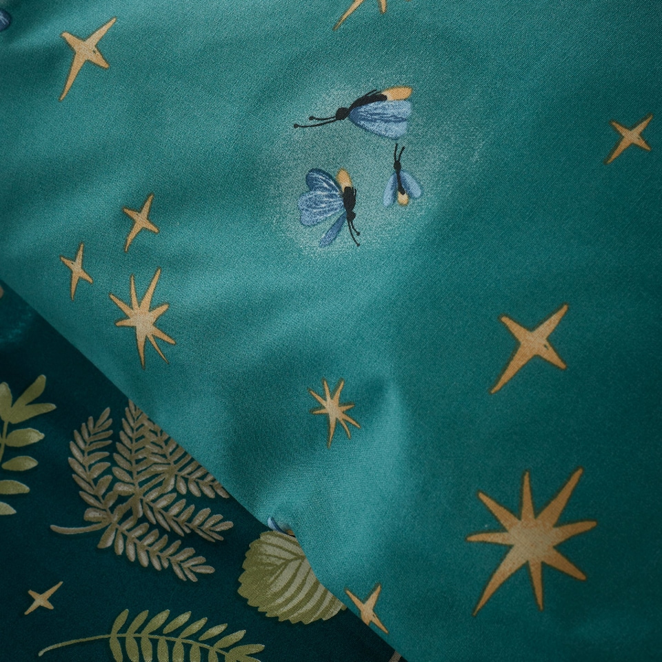 image 1 of Catherine Lansfield Enchanted Twilight Animals Reversible Duvet Cover Set | Green | Forest Green
