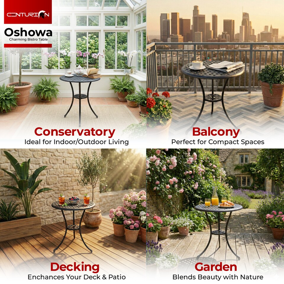 image 1 of Centurion Supports OSHOWA Black Garden and Patio Cast Aluminium Bistro Table | Black