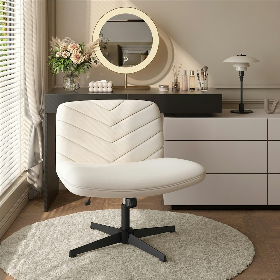image 1 of Yaheetech Fabric Swivel Desk Chair for Home Office N/A | Beige
