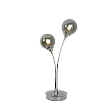 Bungo 2 Light Polished Chrome & Smoked Glass Table Lamp