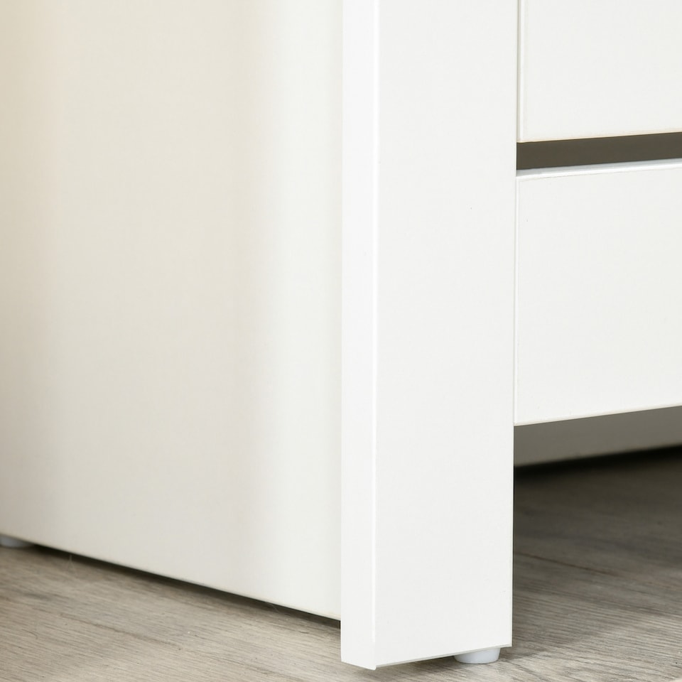 image 1 of HOMCOM 12-Shoe Storage Cabinet 4 Shelves 2 Drawers Tabletop 4 Legs Modern White