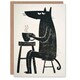 image 1 of Dog Lover Drinking Coffee Black Cartoon Birthday Card